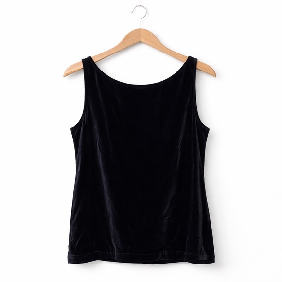 Eileen Fisher NWT Black Velvet Tank Silk Blend Size M - Picture 2 of 6